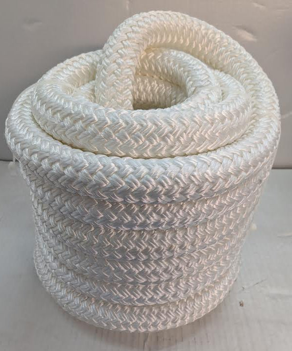 Clearance – 1-1/4" x 43' White Polyester Double Braid (New – Excess Inventory)