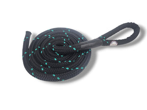 USA Rope 1" double braided polyester dead eye sling, black with teal markers, for industrial use